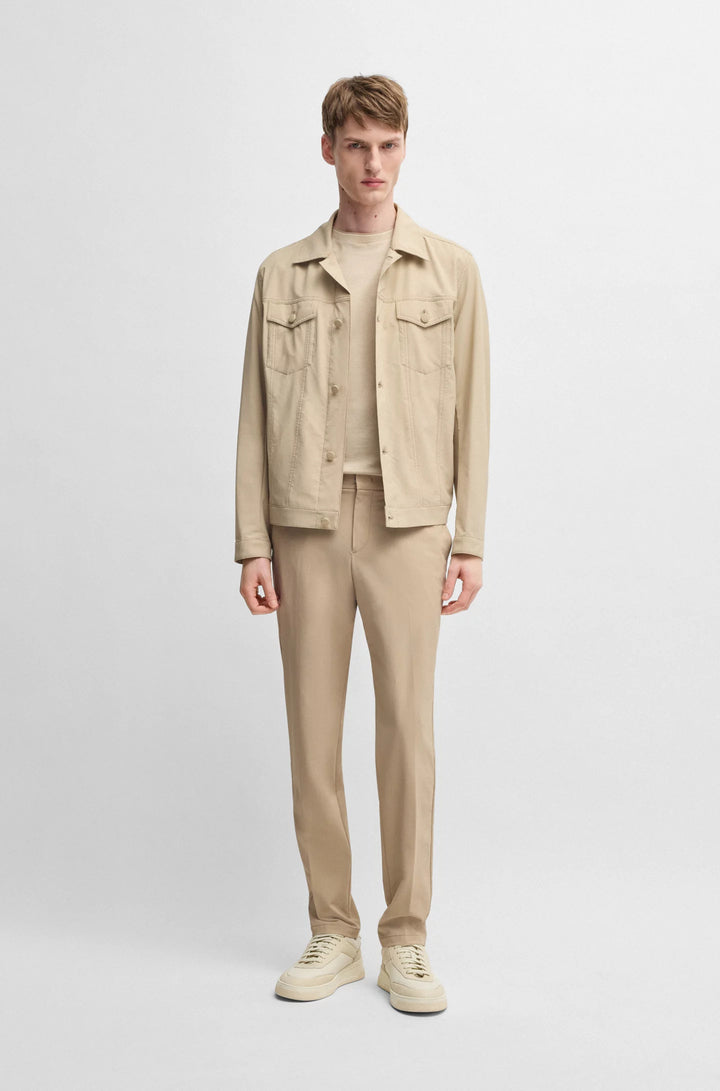 Boss Slim-fit trousers in travel-friendly stretch softshell fabric