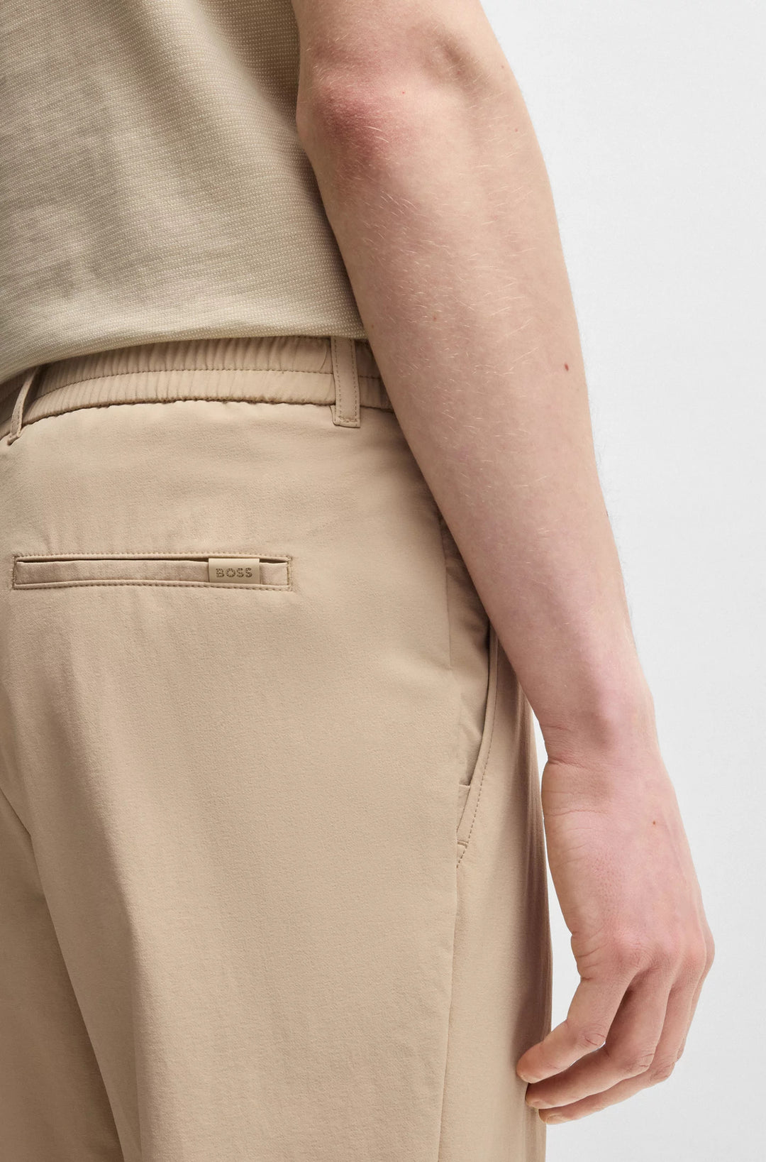 Boss Slim-fit trousers in travel-friendly stretch softshell fabric