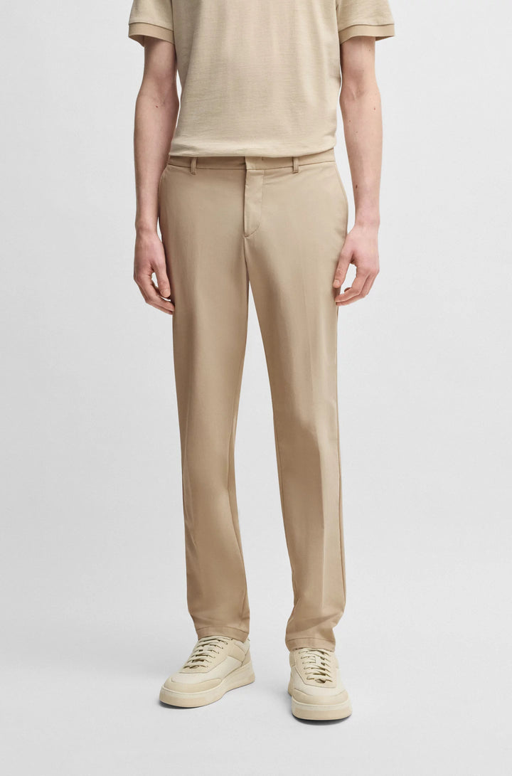 Boss Slim-fit trousers in travel-friendly stretch softshell fabric