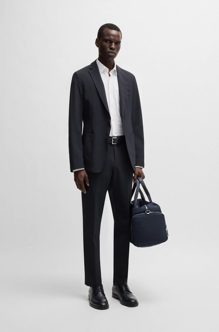 Boss Slim-fit trousers in travel-friendly stretch softshell fabric