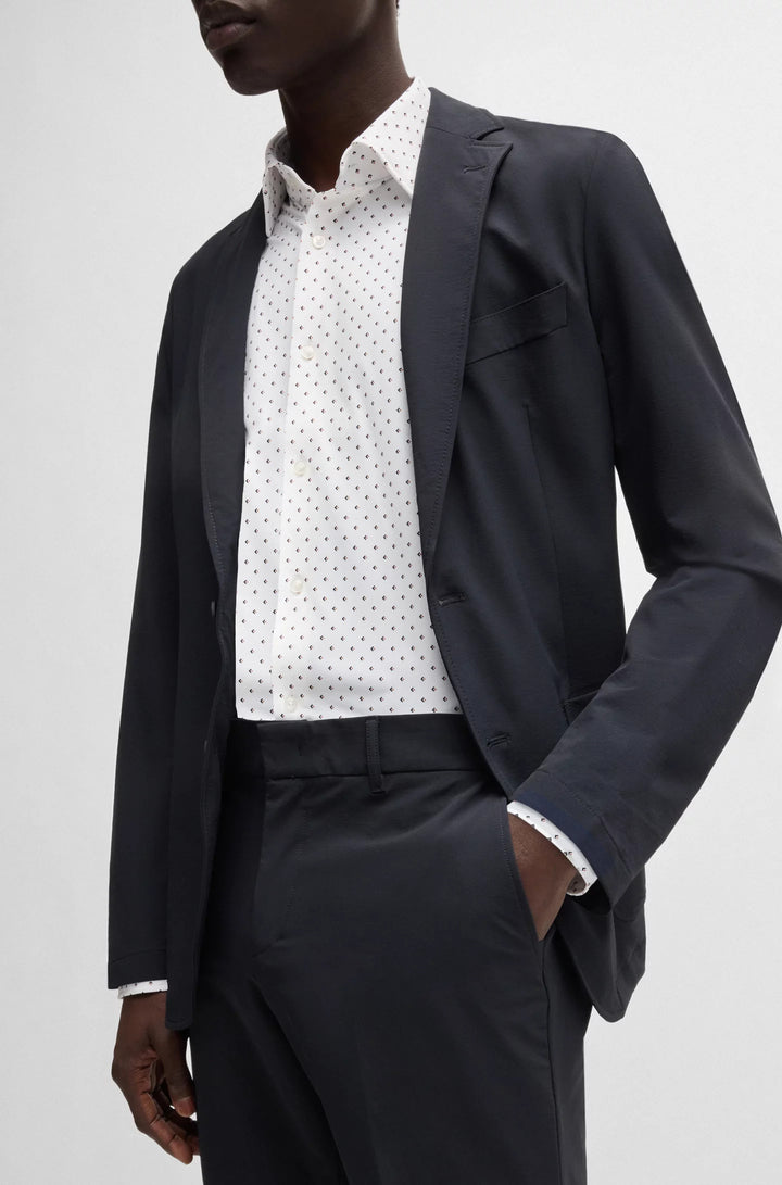 Boss Slim-fit trousers in travel-friendly stretch softshell fabric