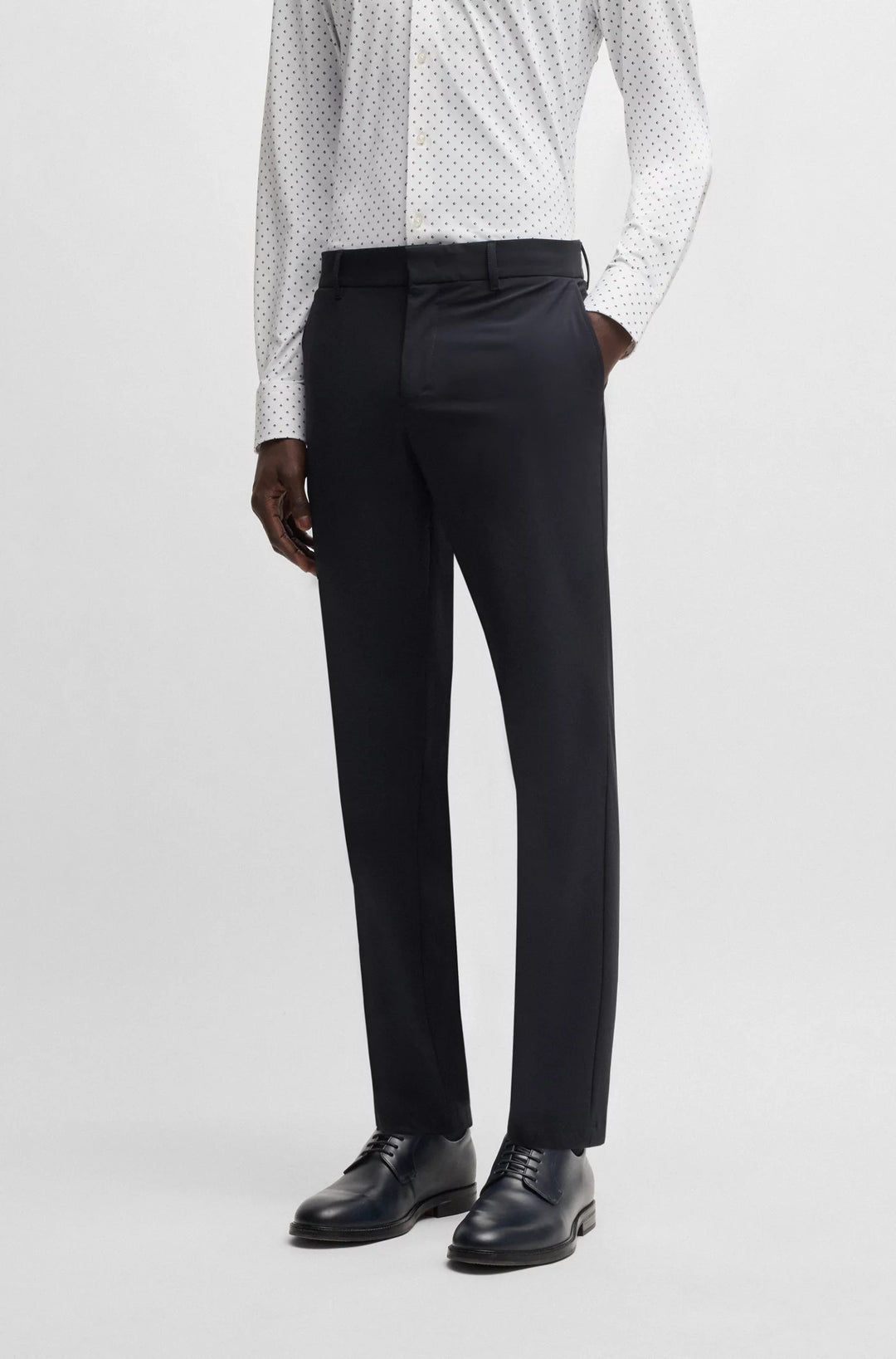 Boss Slim-fit trousers in travel-friendly stretch softshell fabric