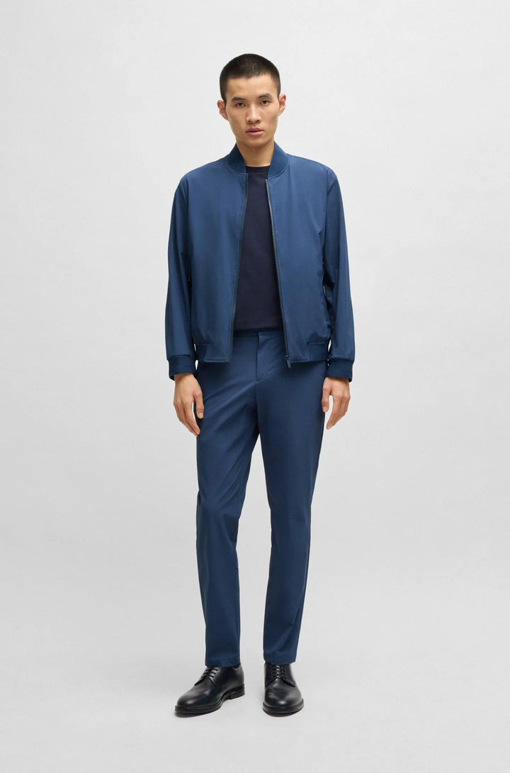 Boss Slim-fit trousers in travel-friendly stretch softshell fabric