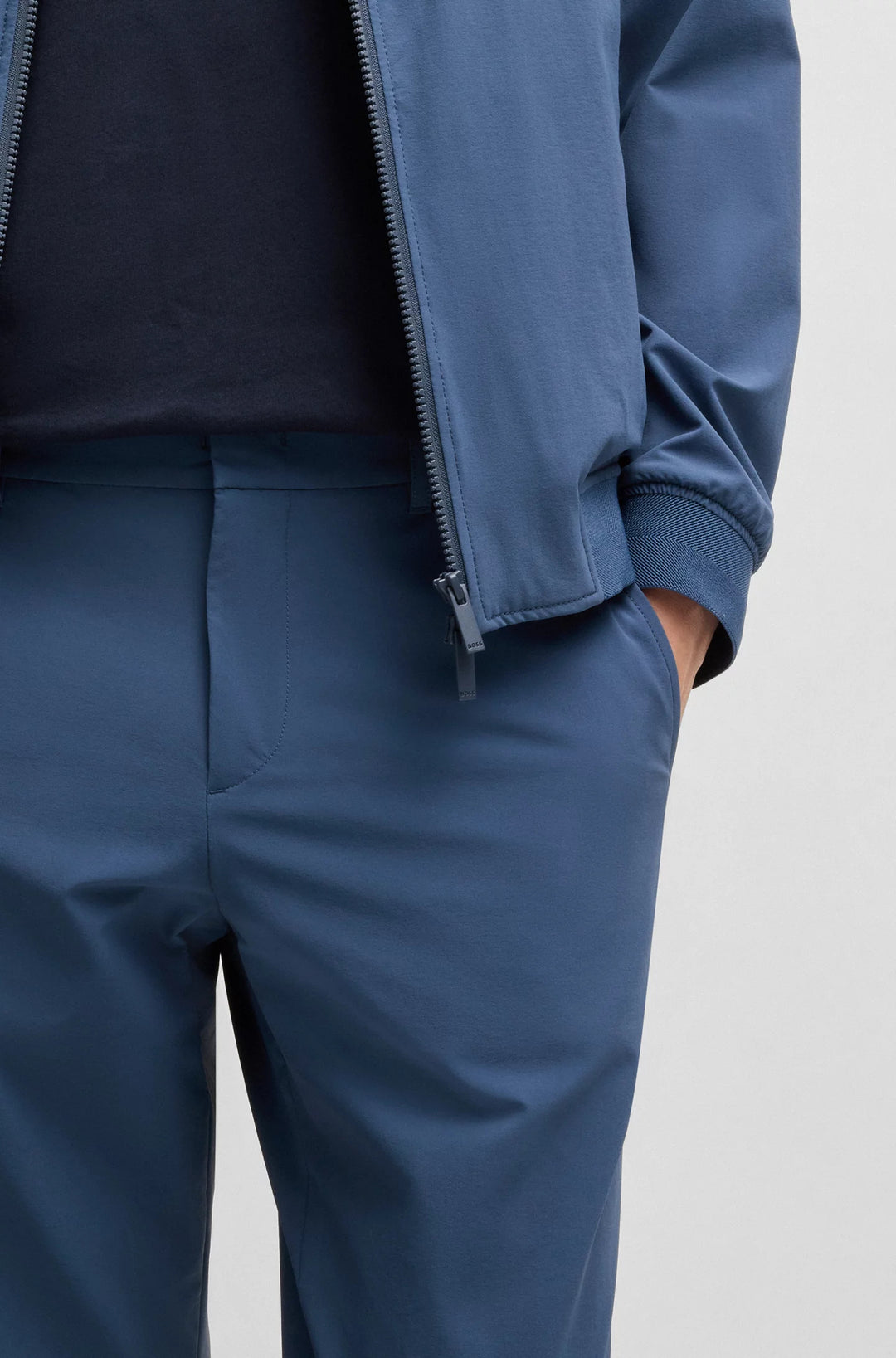 Boss Slim-fit trousers in travel-friendly stretch softshell fabric