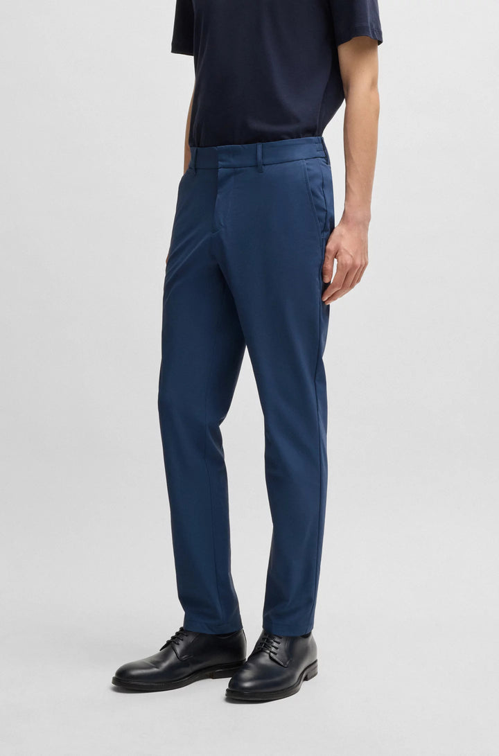 Boss Slim-fit trousers in travel-friendly stretch softshell fabric