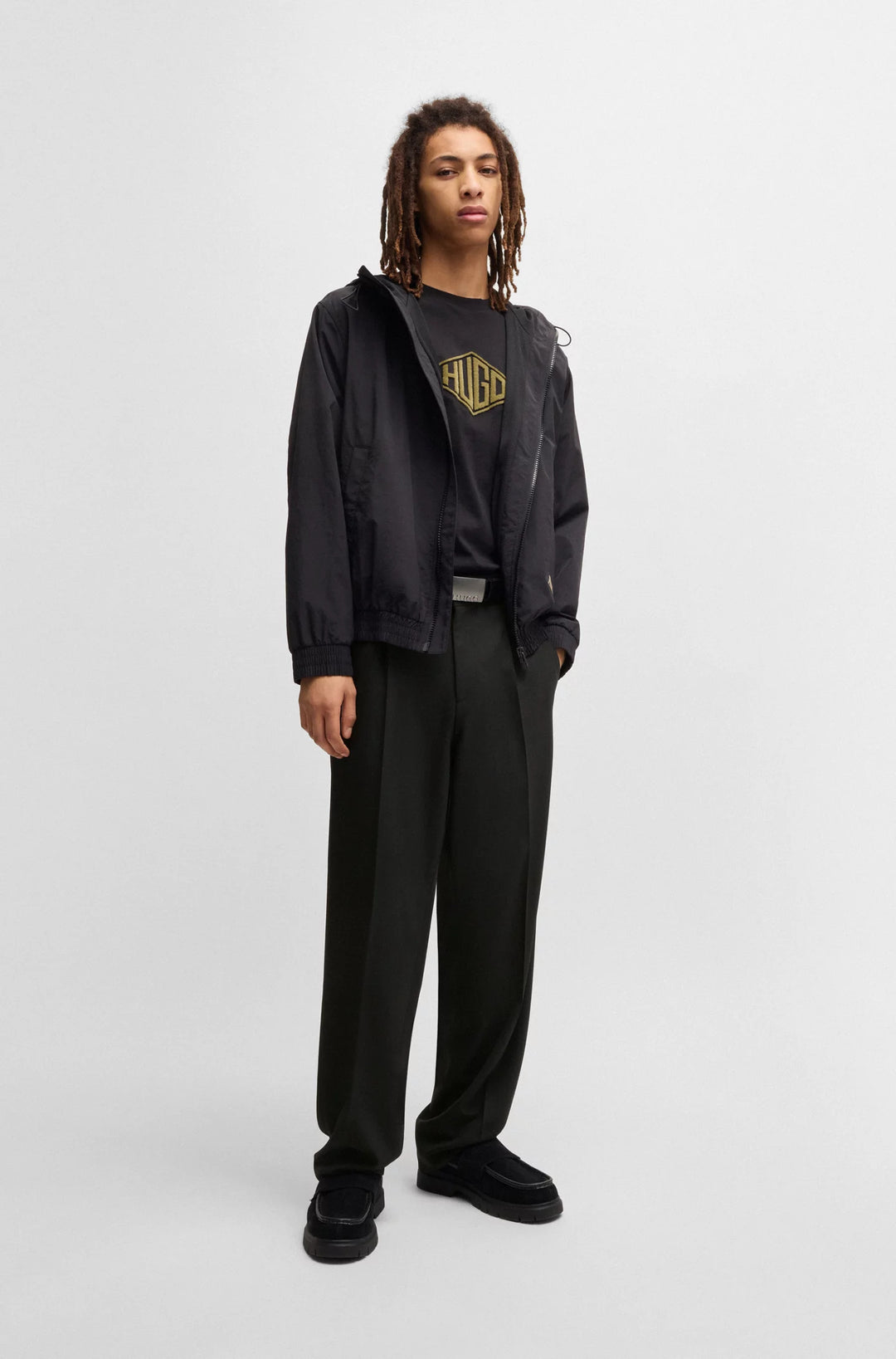 Hugo Modern-fit trousers in stretch twill with front crease