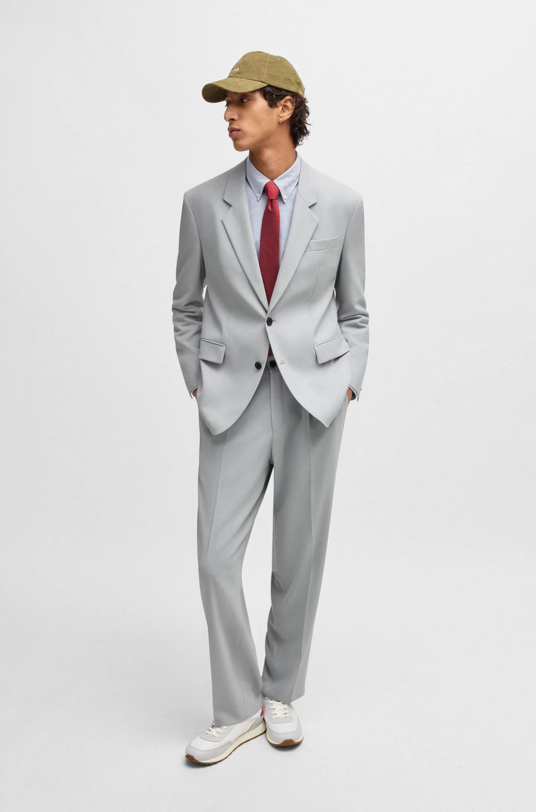 Hugo Modern-fit trousers in stretch twill with front crease