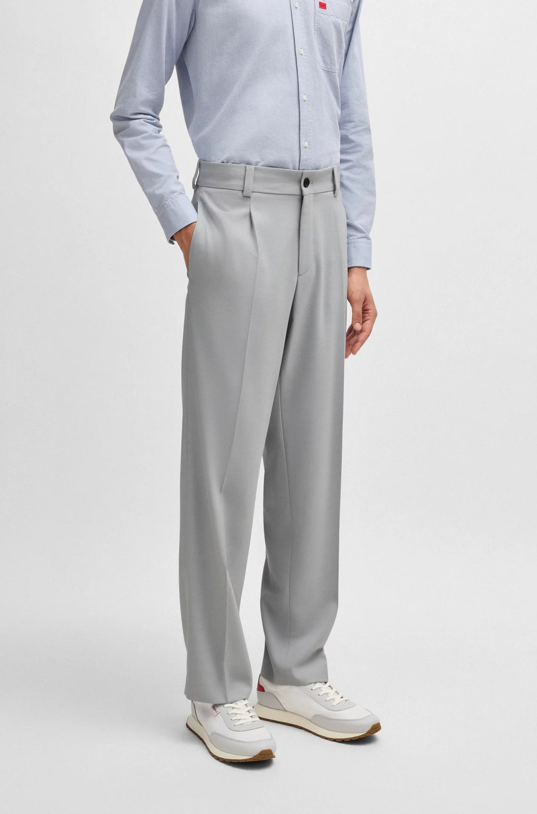 Hugo Modern-fit trousers in stretch twill with front crease