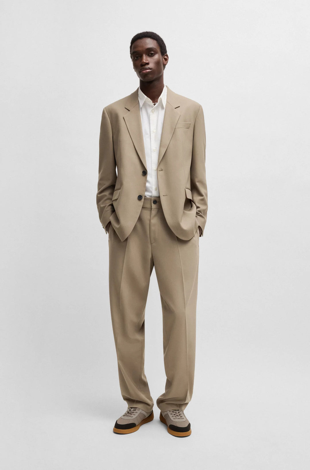 Hugo Modern-fit trousers in stretch twill with front crease