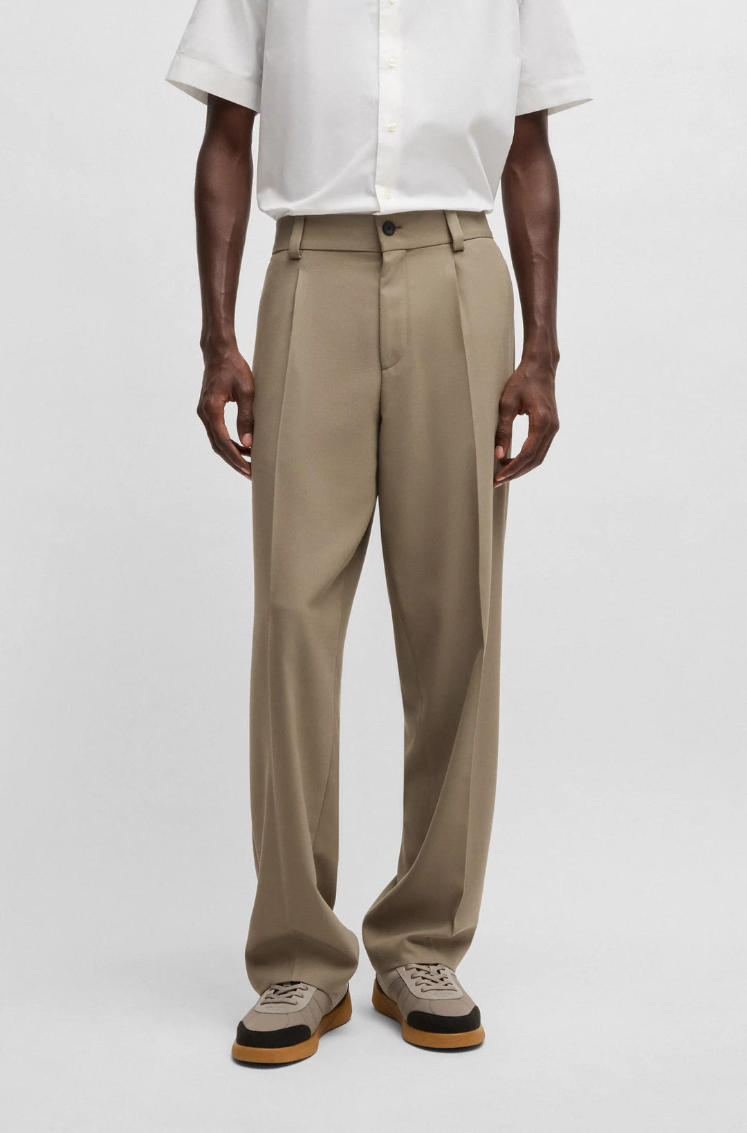 Hugo Modern-fit trousers in stretch twill with front crease