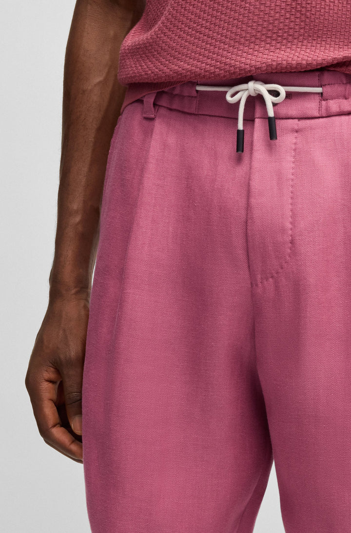 Boss Tapered-fit shorts in wrinkle-resistant linen
