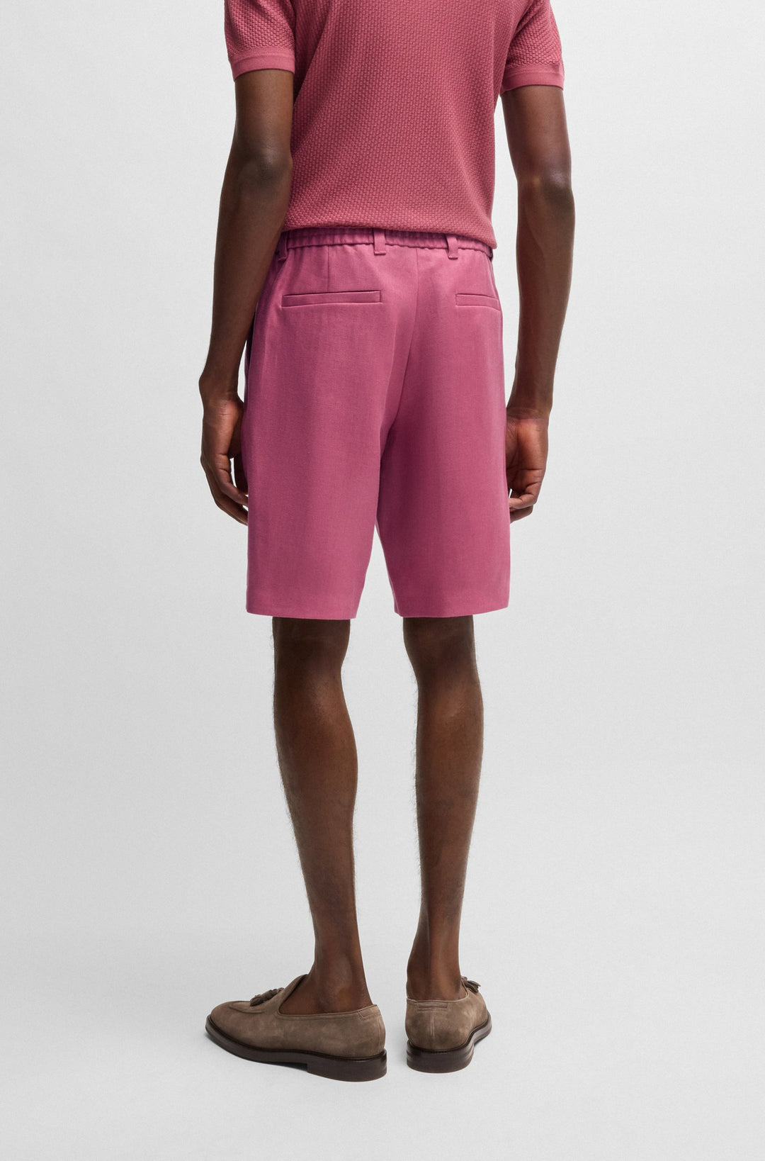 Boss Tapered-fit shorts in wrinkle-resistant linen