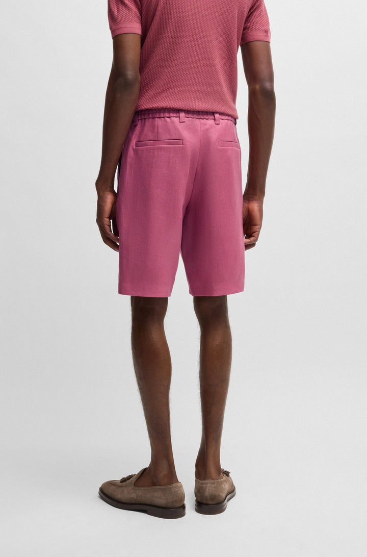 Boss Tapered-fit shorts in wrinkle-resistant linen