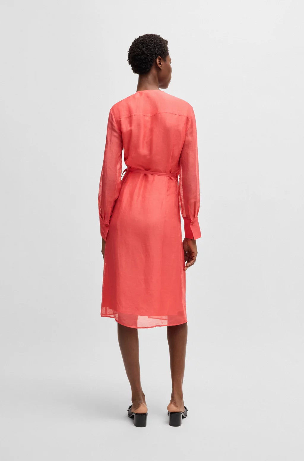 BOSS WRAP DRESS WITH SHEER DETAILING