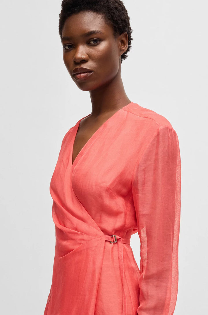 BOSS WRAP DRESS WITH SHEER DETAILING