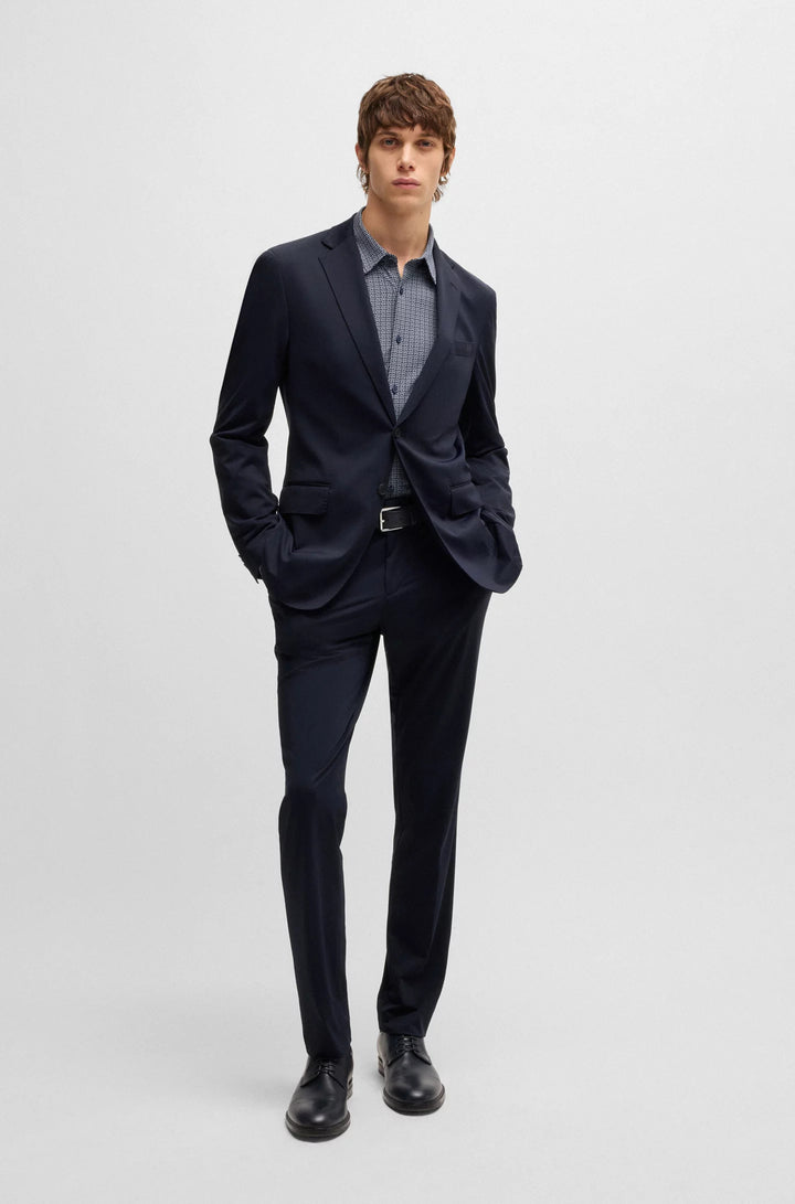 Boss Slim-fit washable suit in patterned performance-stretch fabric