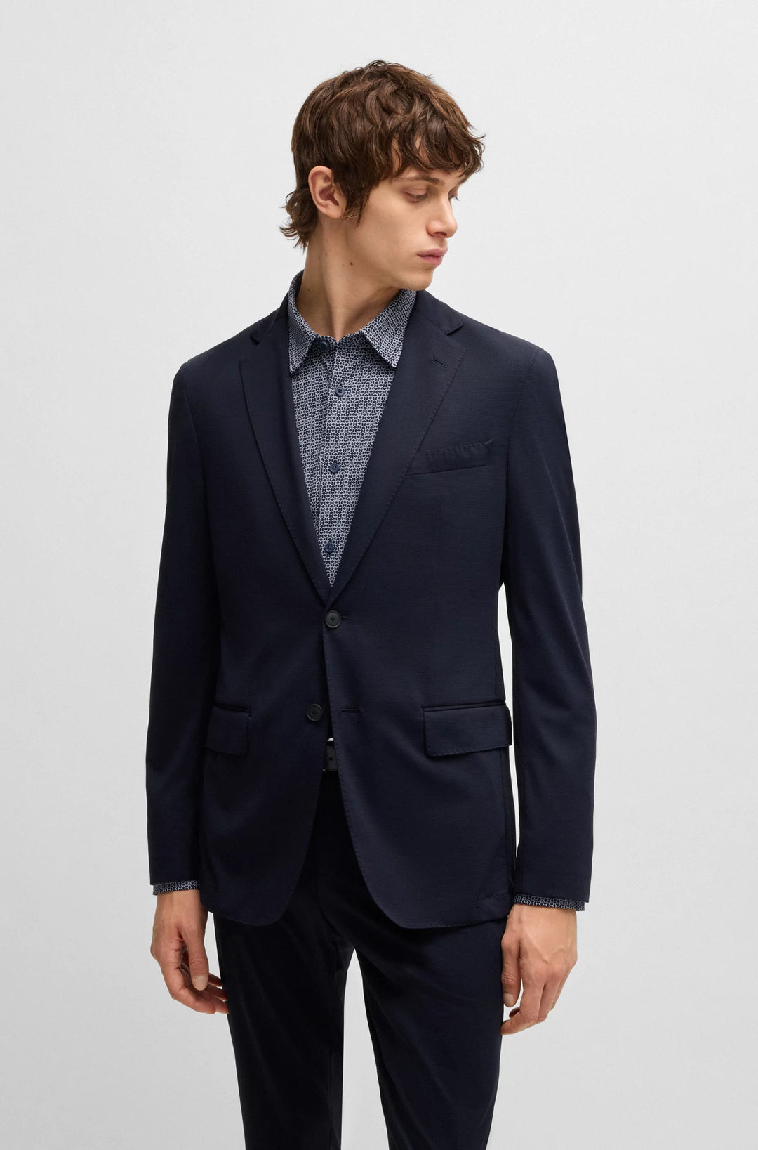 Boss Slim-fit washable suit in patterned performance-stretch fabric