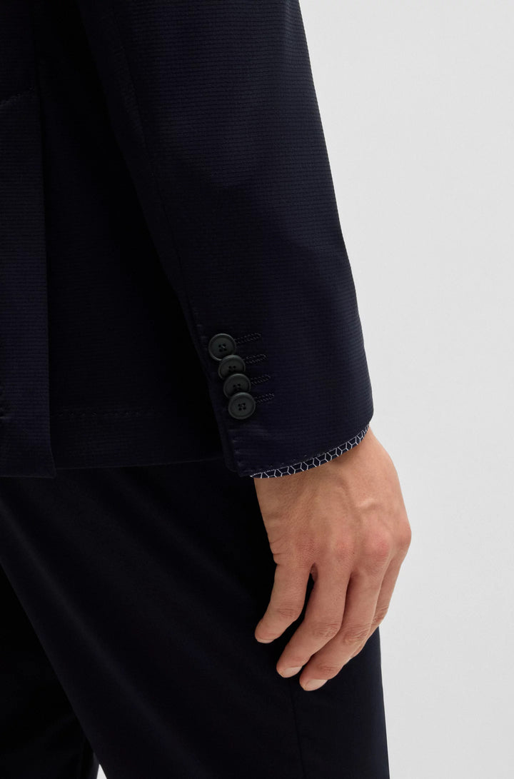 Boss Slim-fit washable suit in patterned performance-stretch fabric