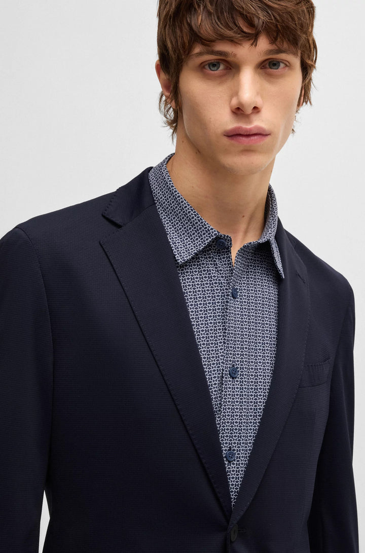 Boss Slim-fit washable suit in patterned performance-stretch fabric