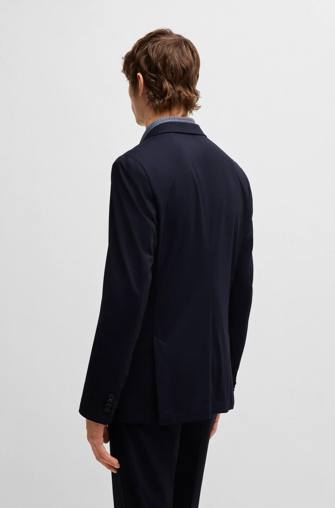 Boss Slim-fit washable suit in patterned performance-stretch fabric
