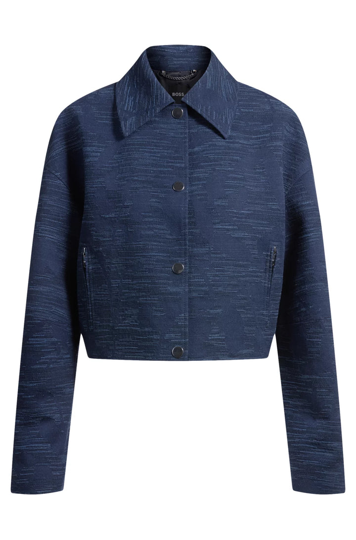 BOSS RELAXED-FIT BLAZER WITH FLORAL STRUCTURE