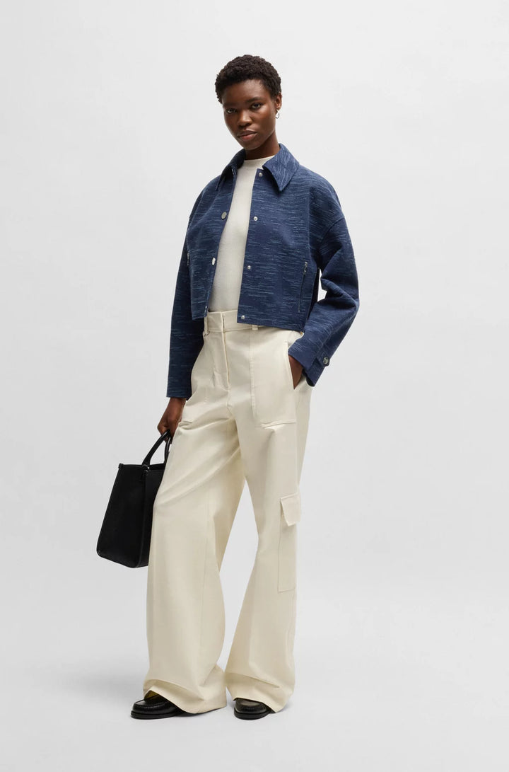 BOSS RELAXED-FIT BLAZER WITH FLORAL STRUCTURE