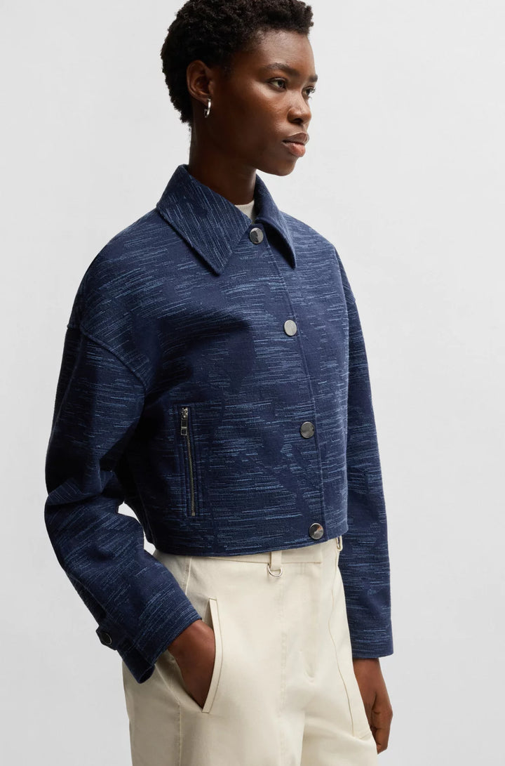 BOSS RELAXED-FIT BLAZER WITH FLORAL STRUCTURE