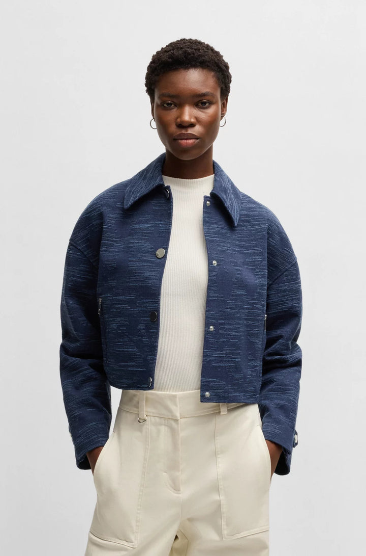 BOSS RELAXED-FIT BLAZER WITH FLORAL STRUCTURE
