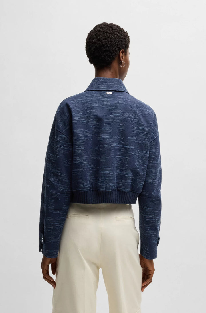 BOSS RELAXED-FIT BLAZER WITH FLORAL STRUCTURE