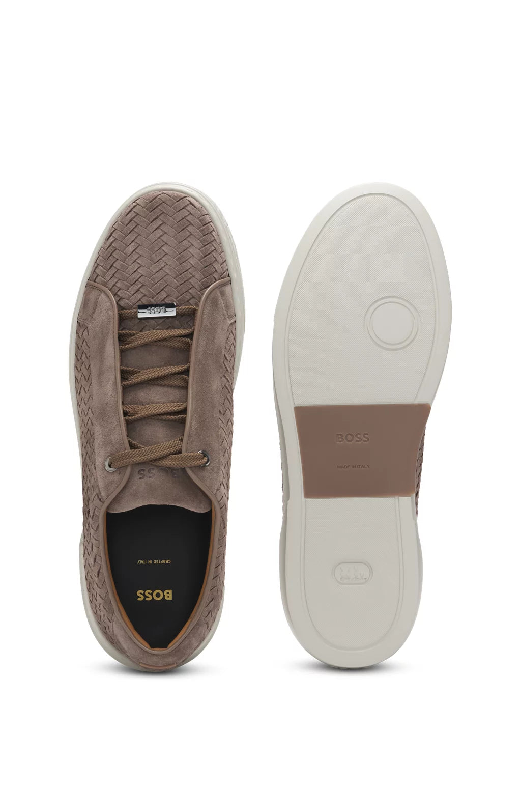 BOSS SELECTED BY SHOHEI OHTANI Gary woven-suede trainers with hidden laces