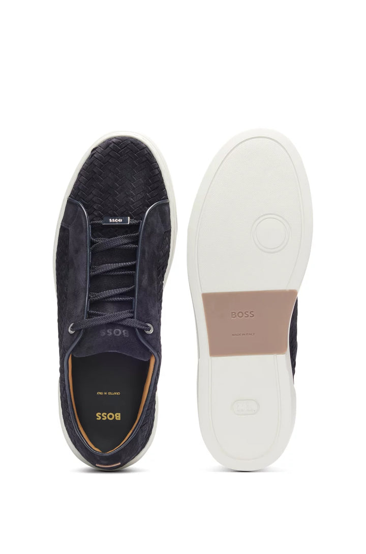 BOSS SELECTED BY SHOHEI OHTANI Gary woven-suede trainers with hidden laces