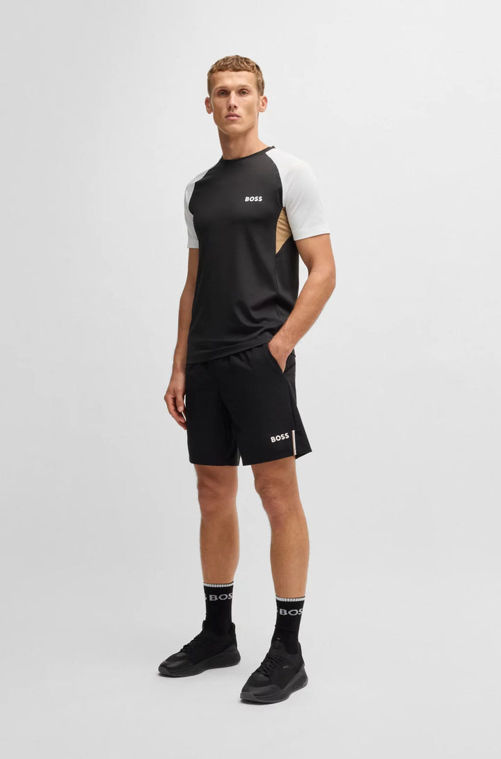 BOSS ACTIVE COLOR-BLOCKED T-SHIRT IN MOISTURE-WICKING FABRIC