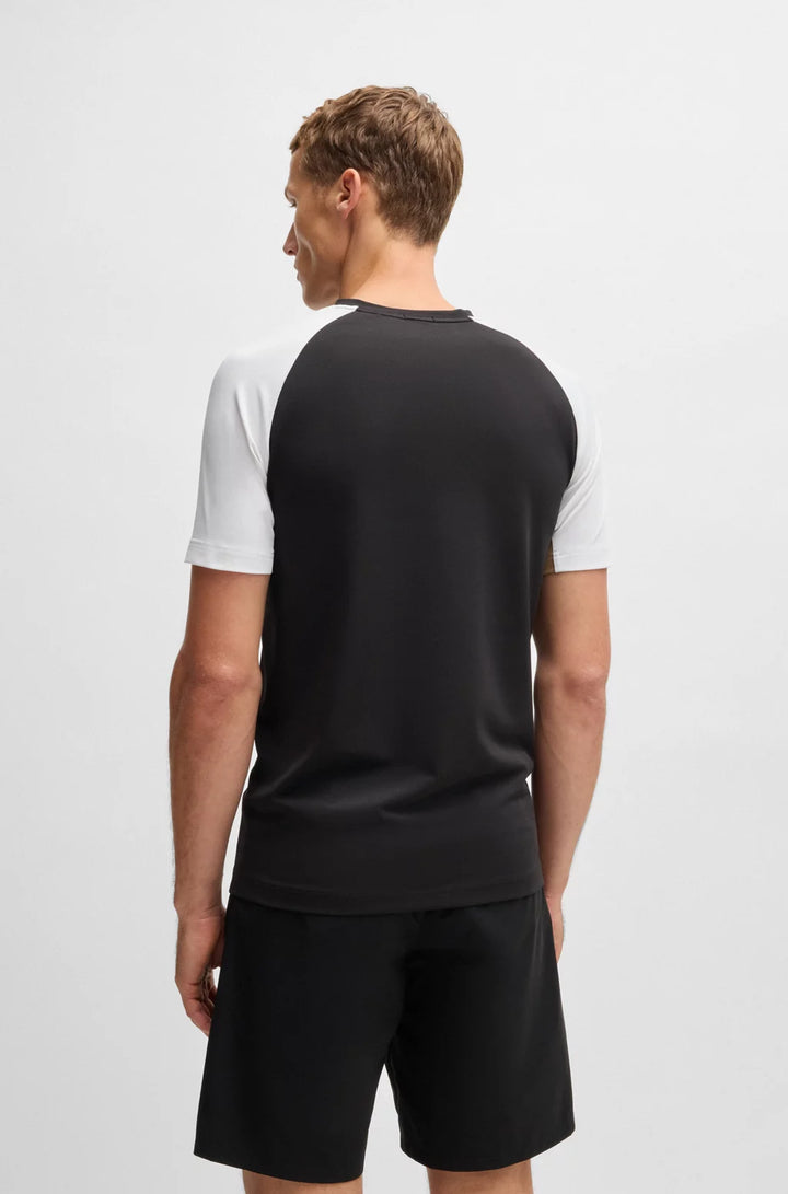 BOSS ACTIVE COLOR-BLOCKED T-SHIRT IN MOISTURE-WICKING FABRIC