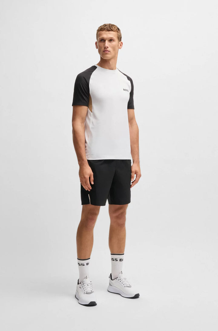 BOSS ACTIVE COLOR-BLOCKED T-SHIRT IN MOISTURE-WICKING FABRIC