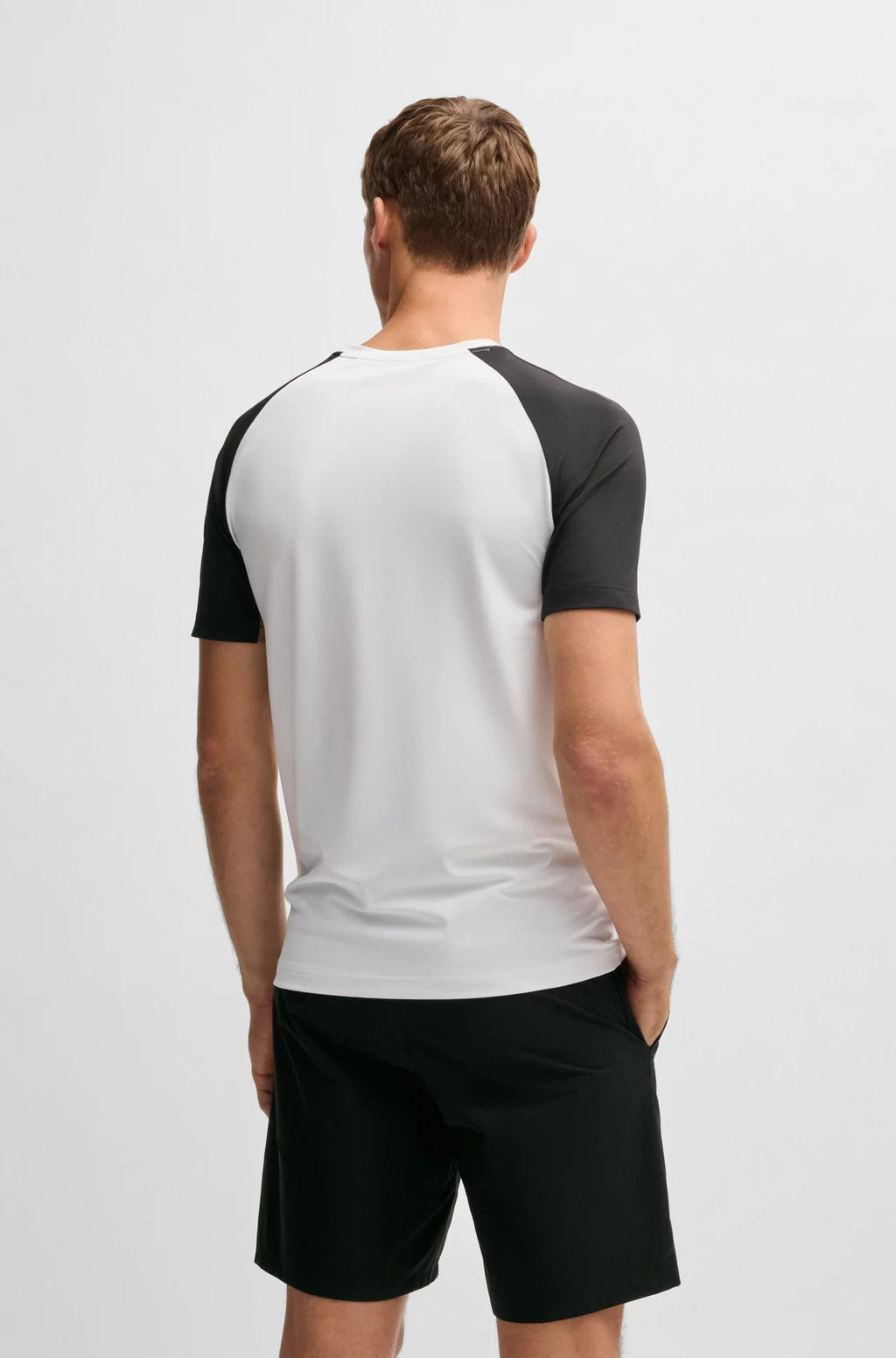 BOSS ACTIVE COLOR-BLOCKED T-SHIRT IN MOISTURE-WICKING FABRIC