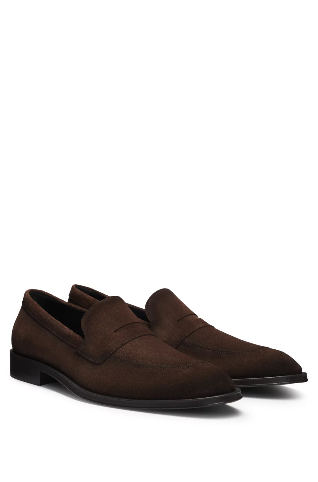 Boss Italian-made suede loafers with penny trim