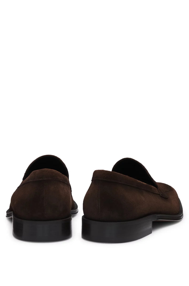 Boss Italian-made suede loafers with penny trim