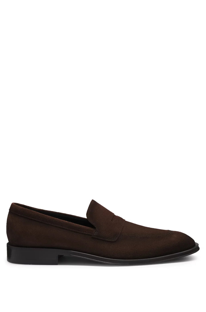 Boss Italian-made suede loafers with penny trim