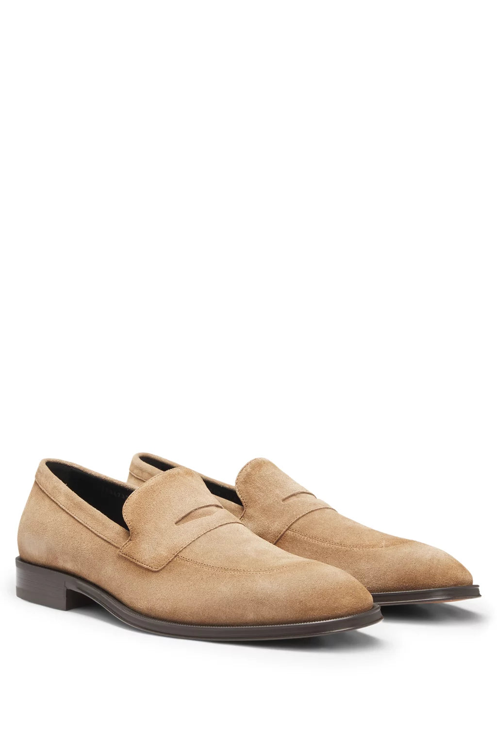 Boss Italian-made suede loafers with penny trim