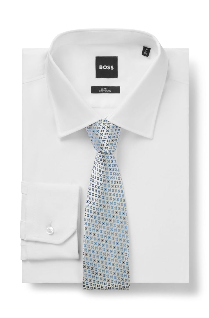 Boss Jacquard-pattern tie in Italian-made silk