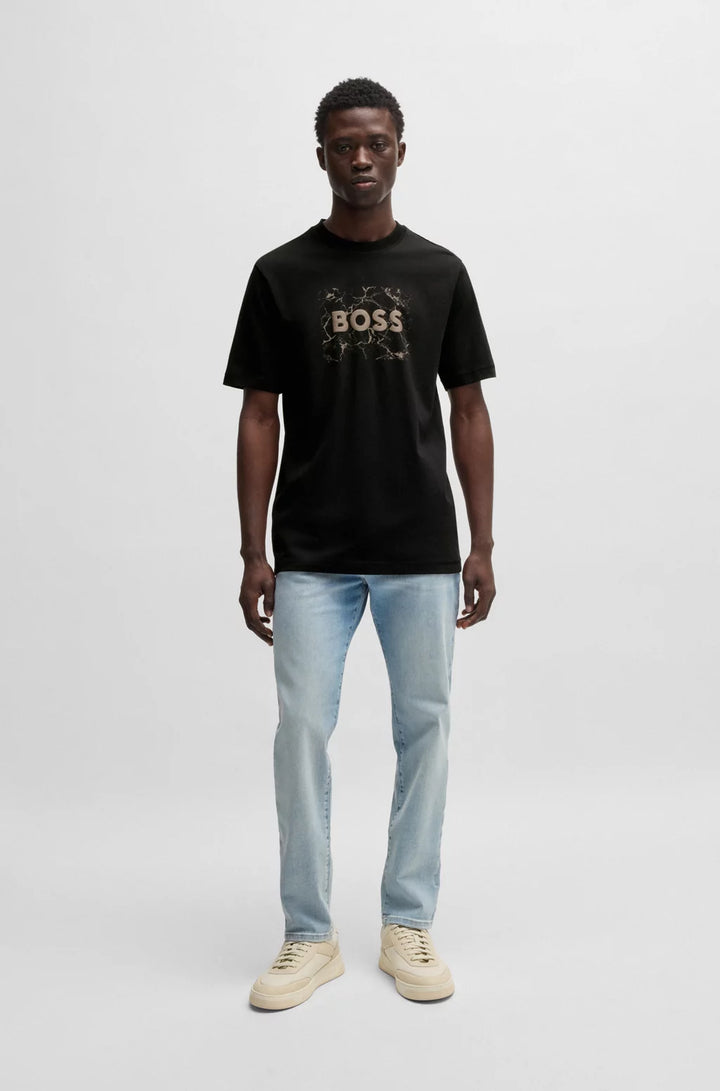 BOSS COTTON-JERSEY T-SHIRT WITH LOGO ARTWORK