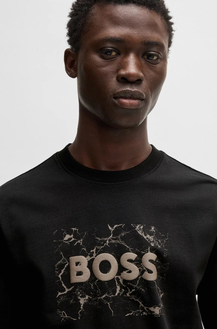 BOSS COTTON-JERSEY T-SHIRT WITH LOGO ARTWORK