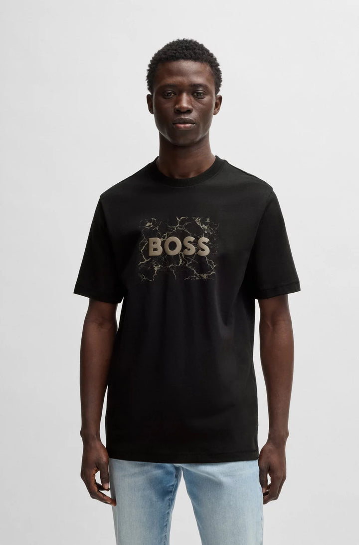 BOSS COTTON-JERSEY T-SHIRT WITH LOGO ARTWORK