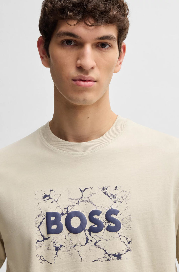 BOSS COTTON-JERSEY T-SHIRT WITH LOGO ARTWORK