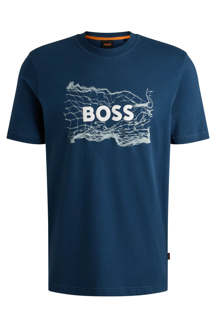 BOSS COTTON-JERSEY T-SHIRT WITH LOGO ARTWORK