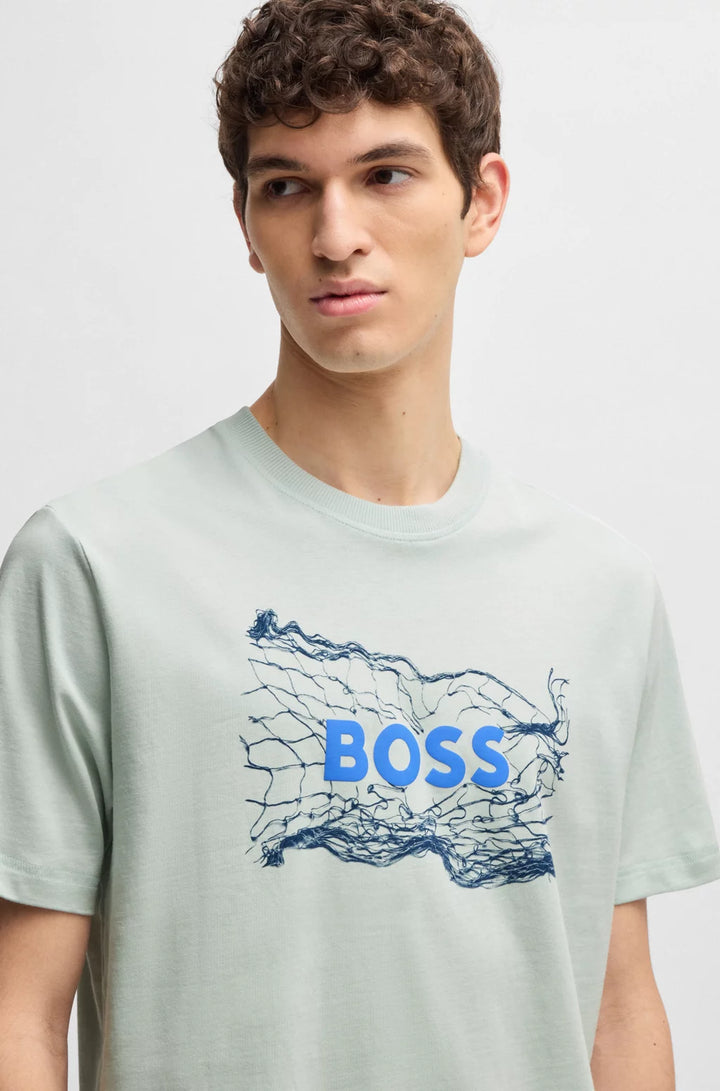 BOSS COTTON-JERSEY T-SHIRT WITH LOGO ARTWORK