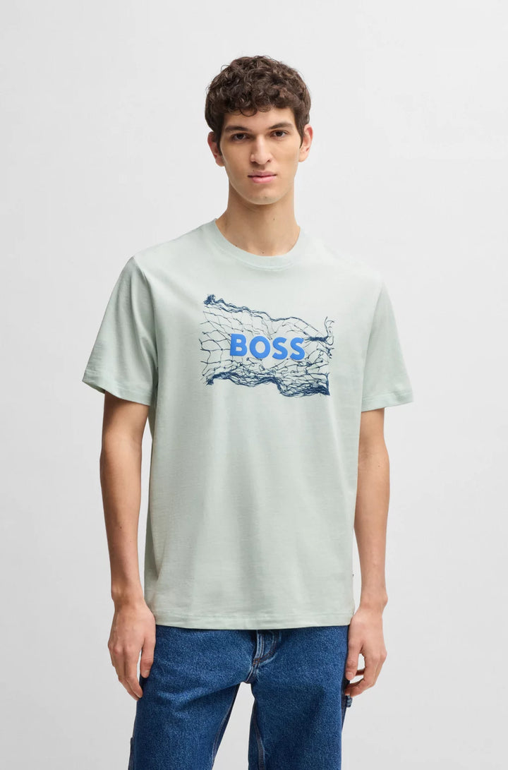 BOSS COTTON-JERSEY T-SHIRT WITH LOGO ARTWORK
