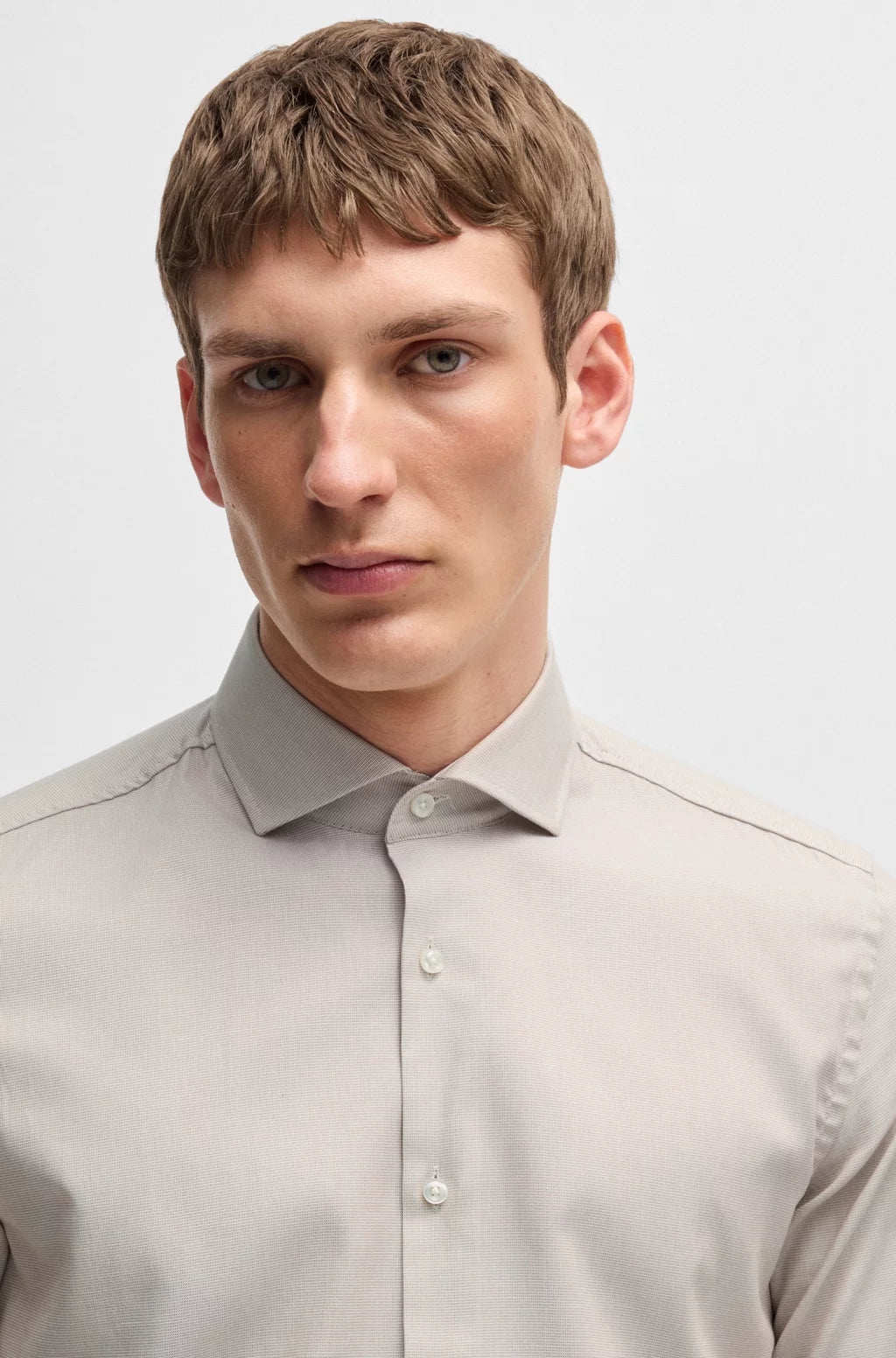 BOSS SLIM-FIT SHIRT IN A STRUCTURED COTTON BLEND