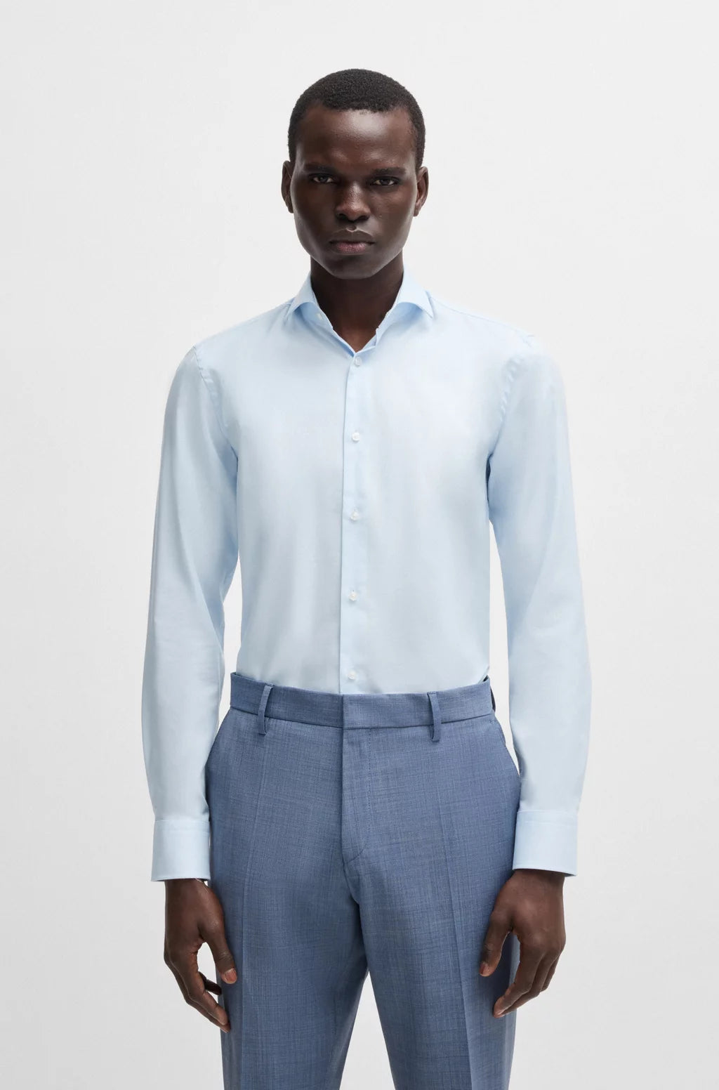 BOSS SLIM-FIT SHIRT IN A STRUCTURED COTTON BLEND
