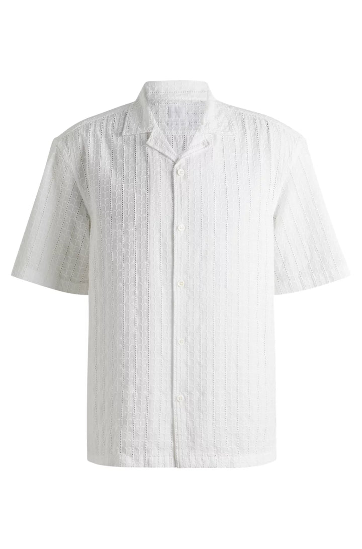 BOSS RELAXED-FIT SHIRT WITH BRODERIE ANGLAISE